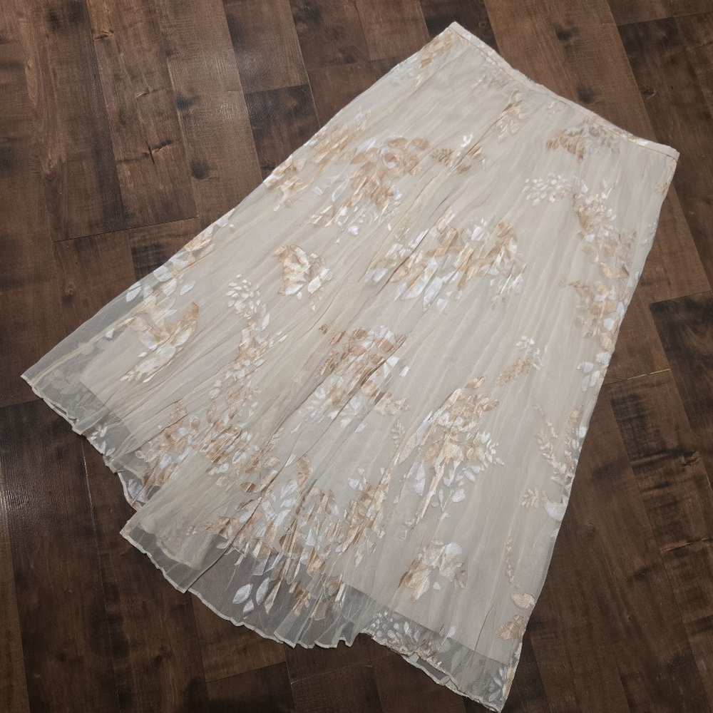 Vince Cream White Crinkle [Size 8] Cottagecore Romantic Flowy Holiday Skirt Lux